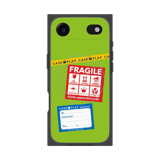 Premium Square Case with MagSafe［ FRAGILE Stickers - Green ］