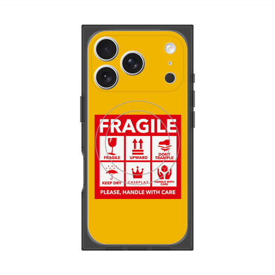 Premium Square Case with MagSafe［ FRAGILE Sticker - Yellow ］