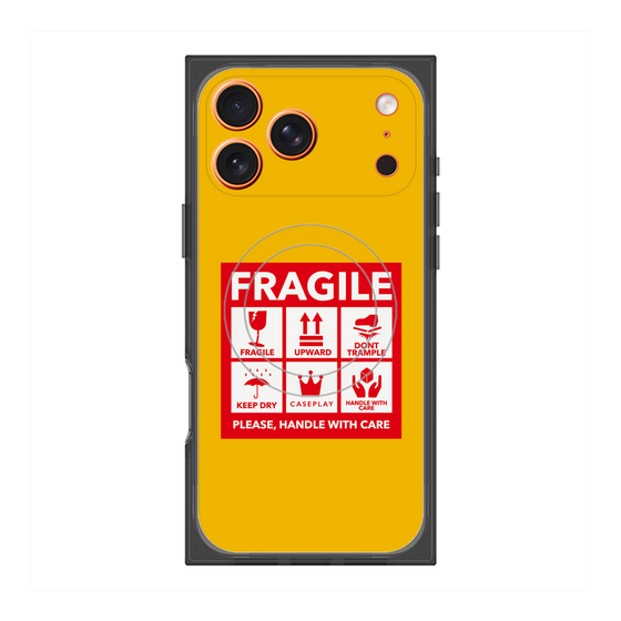 Premium Square Case with MagSafe［ FRAGILE Sticker - Yellow ］