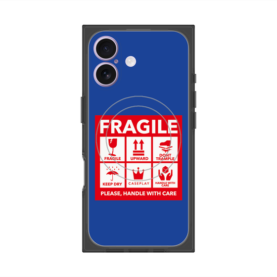 Premium Square Case with MagSafe［ FRAGILE Sticker - Blue ］