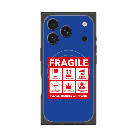 Premium Square Case with MagSafe［ FRAGILE Sticker - Blue ］
