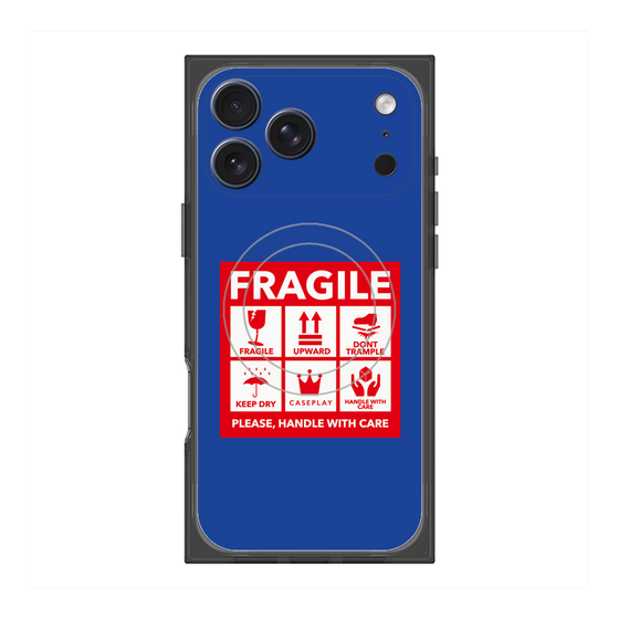 Premium Square Case with MagSafe［ FRAGILE Sticker - Blue ］