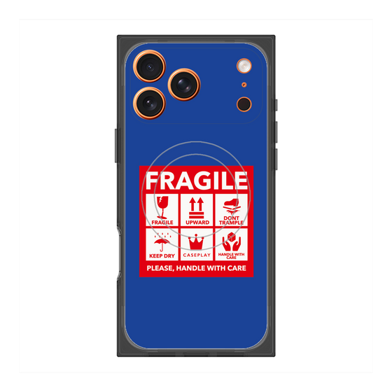 Premium Square Case with MagSafe［ FRAGILE Sticker - Blue ］