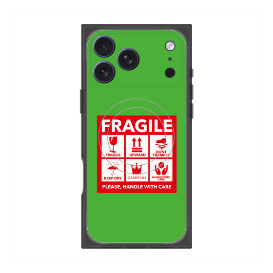 Premium Square Case with MagSafe［ FRAGILE Sticker - Green ］