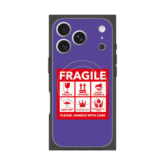 Premium Square Case with MagSafe［ FRAGILE Sticker - Purple ］