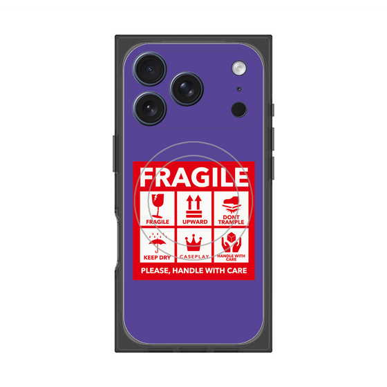 Premium Square Case with MagSafe［ FRAGILE Sticker - Purple ］