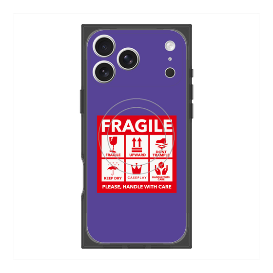 Premium Square Case with MagSafe［ FRAGILE Sticker - Purple ］