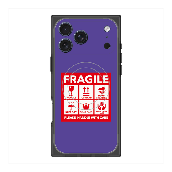 Premium Square Case with MagSafe［ FRAGILE Sticker - Purple ］