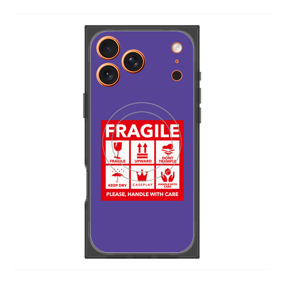Premium Square Case with MagSafe［ FRAGILE Sticker - Purple ］