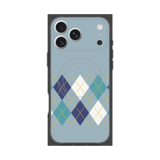 Premium Square Case with MagSafe［ Nordic Argyle - Blue ］