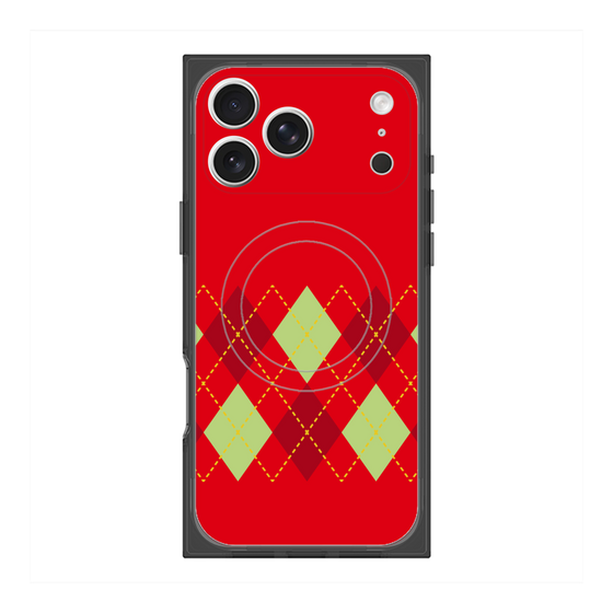 Premium Square Case with MagSafe［ Nordic Argyle - Red ］