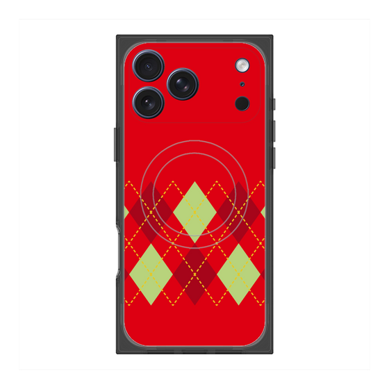 Premium Square Case with MagSafe［ Nordic Argyle - Red ］