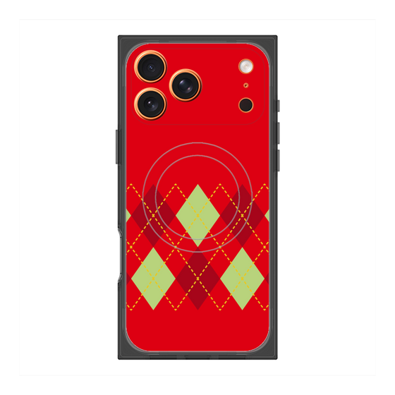 Premium Square Case with MagSafe［ Nordic Argyle - Red ］