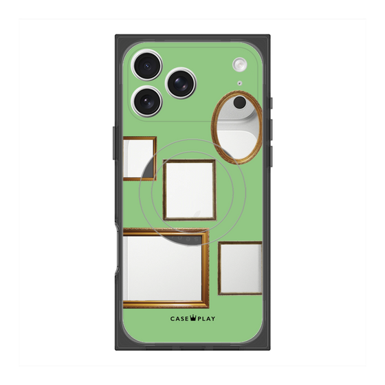Premium Square Case with MagSafe［ Photo Frames - Light Green ］