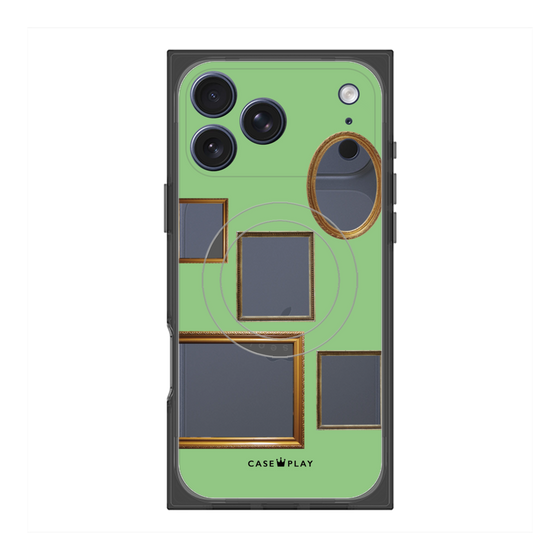 Premium Square Case with MagSafe［ Photo Frames - Light Green ］