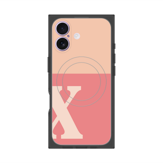 Premium Square Case with MagSafe［ Original - initial two tone - X pink ］