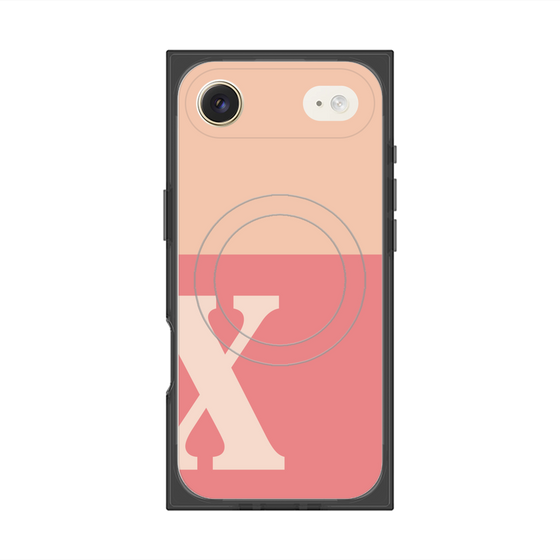 Premium Square Case with MagSafe［ Original - initial two tone - X pink ］