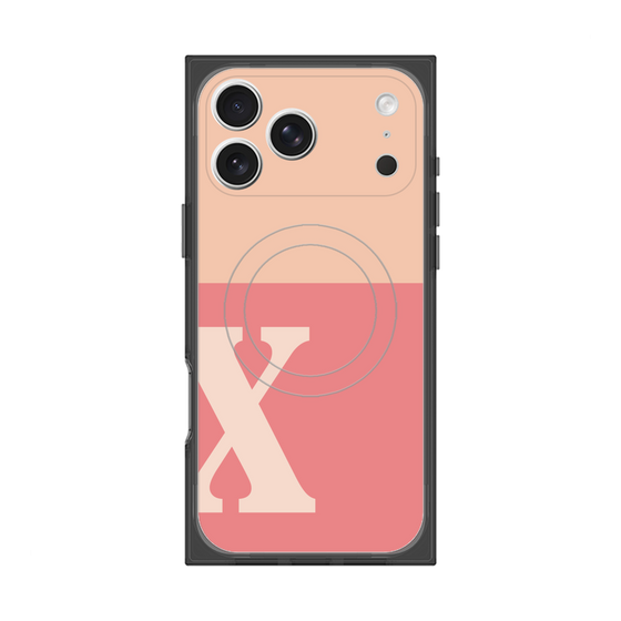 Premium Square Case with MagSafe［ Original - initial two tone - X pink ］
