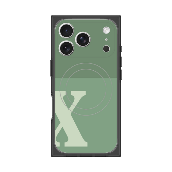 Premium Square Case with MagSafe［ Original - initial two tone - X green ］