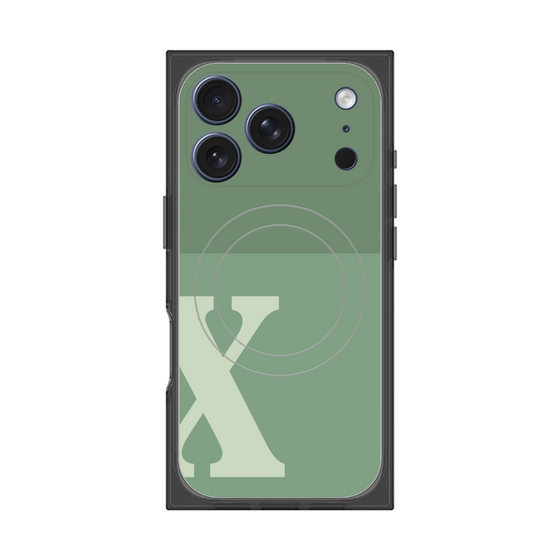 Premium Square Case with MagSafe［ Original - initial two tone - X green ］