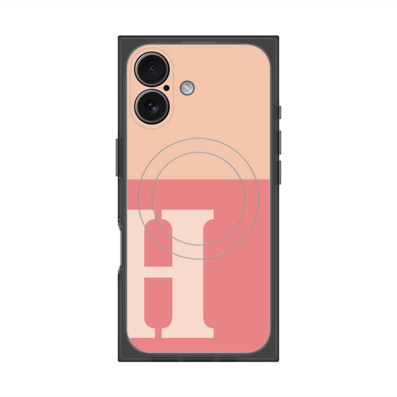 Premium Square Case with MagSafe［ Original - initial two tone - H pink ］
