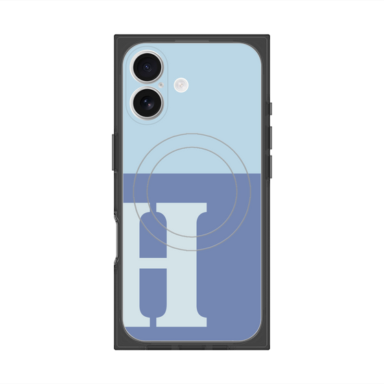 Premium Square Case with MagSafe［ Original - initial two tone - H blue ］