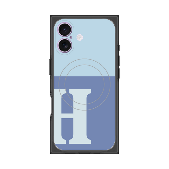 Premium Square Case with MagSafe［ Original - initial two tone - H blue ］