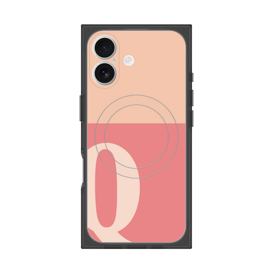 Premium Square Case with MagSafe［ Original - initial two tone - Q pink ］