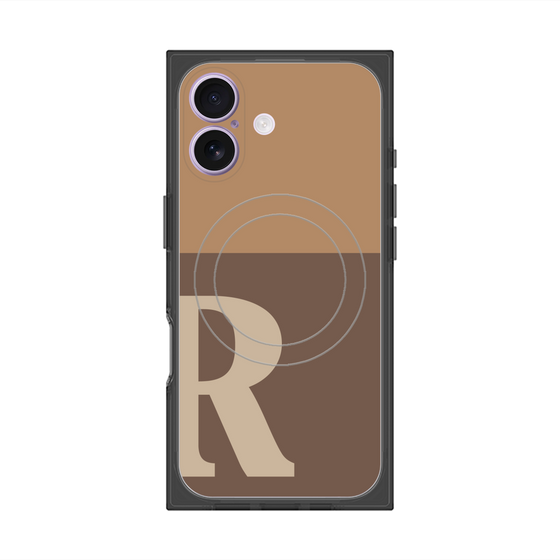 Premium Square Case with MagSafe［ Original - initial two tone - R brown ］