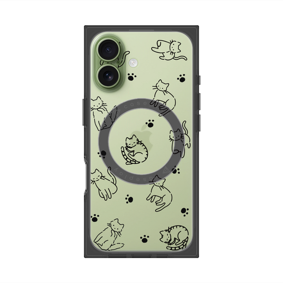 Premium Square Case with MagSafe［ Original - CASEPLAY Cat All-over Pattern - black ］