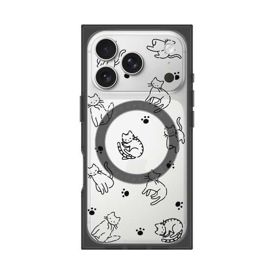 Premium Square Case with MagSafe［ Original - CASEPLAY Cat All-over Pattern - black ］