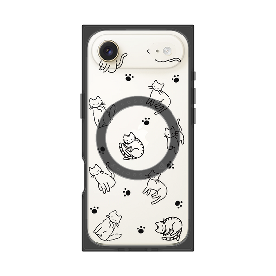 Premium Square Case with MagSafe［ Original - CASEPLAY Cat All-over Pattern - black ］