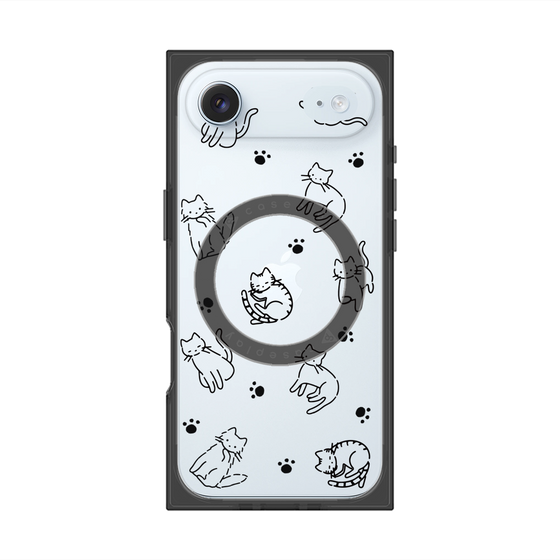 Premium Square Case with MagSafe［ Original - CASEPLAY Cat All-over Pattern - black ］