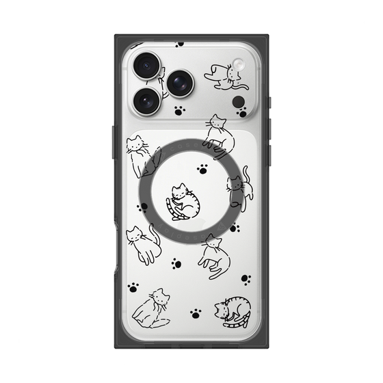 Premium Square Case with MagSafe［ Original - CASEPLAY Cat All-over Pattern - black ］