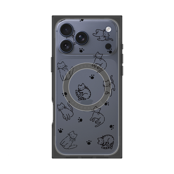 Premium Square Case with MagSafe［ Original - CASEPLAY Cat All-over Pattern - black ］