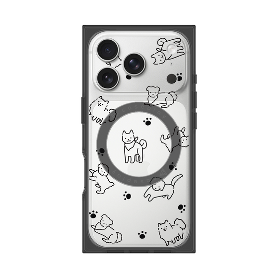 Premium Square Case with MagSafe［ Original - CASEPLAY Dog All-over Pattern - black ］