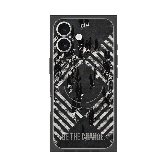 Premium Square Case with MagSafe［ Original - Dot Overlay - BE THE CHANGE/B ］