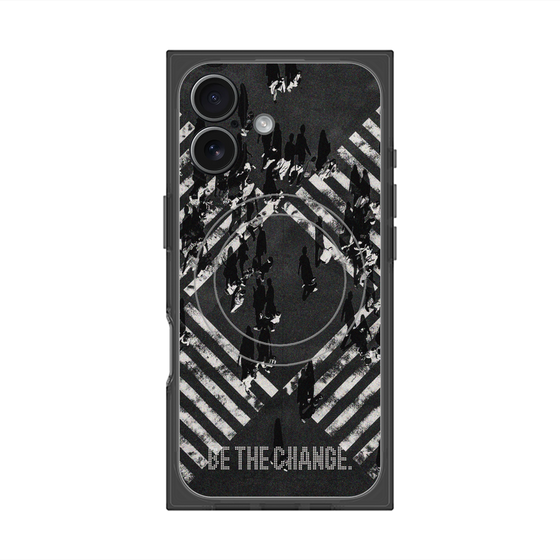 Premium Square Case with MagSafe［ Original - Dot Overlay - BE THE CHANGE/B ］