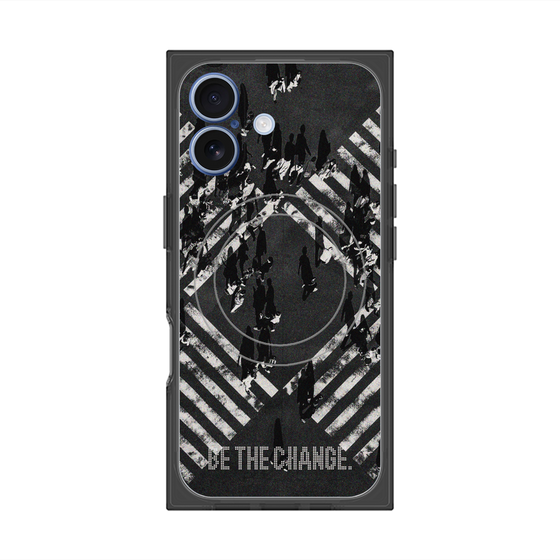 Premium Square Case with MagSafe［ Original - Dot Overlay - BE THE CHANGE/B ］