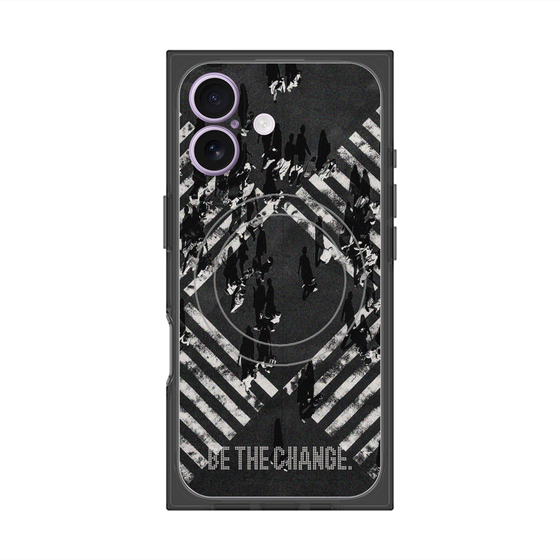 Premium Square Case with MagSafe［ Original - Dot Overlay - BE THE CHANGE/B ］