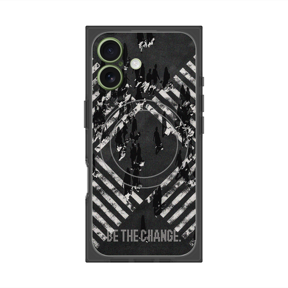 Premium Square Case with MagSafe［ Original - Dot Overlay - BE THE CHANGE/B ］