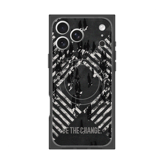 Premium Square Case with MagSafe［ Original - Dot Overlay - BE THE CHANGE/B ］