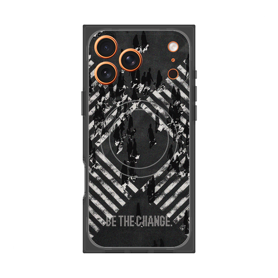 Premium Square Case with MagSafe［ Original - Dot Overlay - BE THE CHANGE/B ］