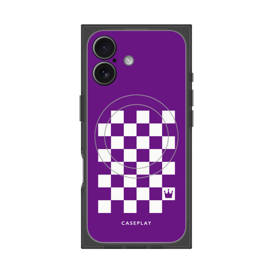 Premium Square Case with MagSafe［ Racing Checkered Flag Purple ］
