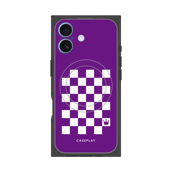 Premium Square Case with MagSafe［ Racing Checkered Flag Purple ］
