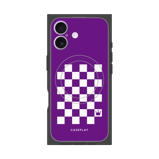 Premium Square Case with MagSafe［ Racing Checkered Flag Purple ］