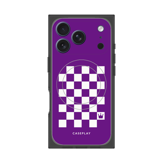 Premium Square Case with MagSafe［ Racing Checkered Flag Purple ］