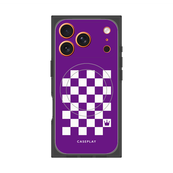 Premium Square Case with MagSafe［ Racing Checkered Flag Purple ］