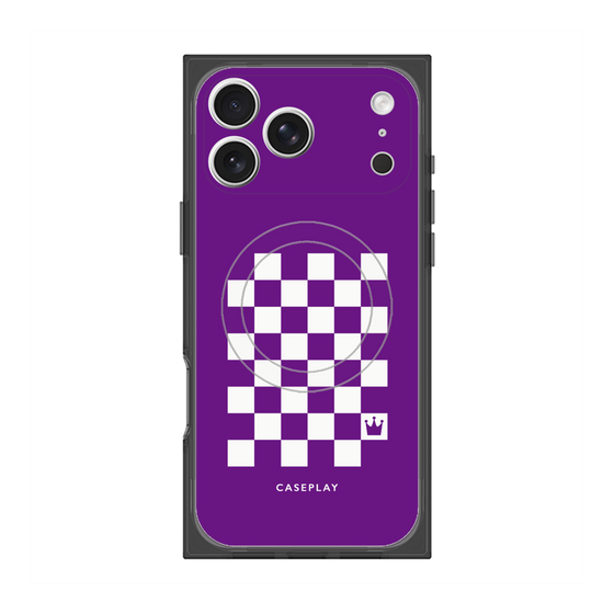 Premium Square Case with MagSafe［ Racing Checkered Flag Purple ］