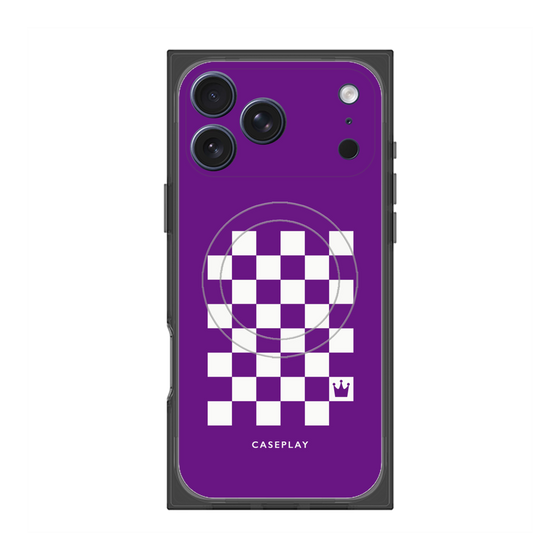 Premium Square Case with MagSafe［ Racing Checkered Flag Purple ］